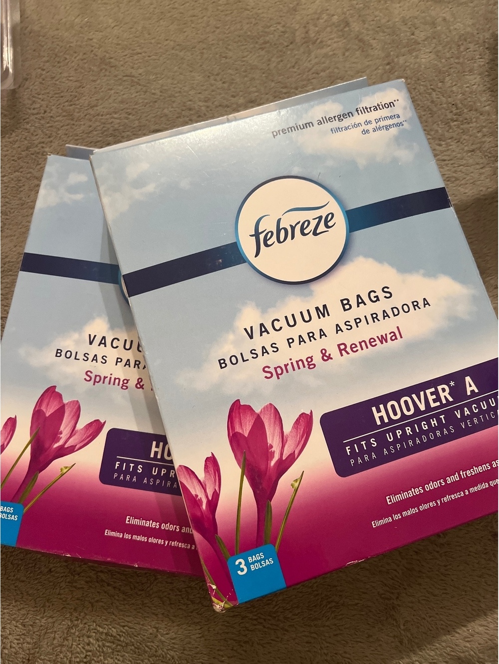Febreze Spring & Renewal Vacuum Bags for Hoover A Upright Vacuums, 3 Bags perBox